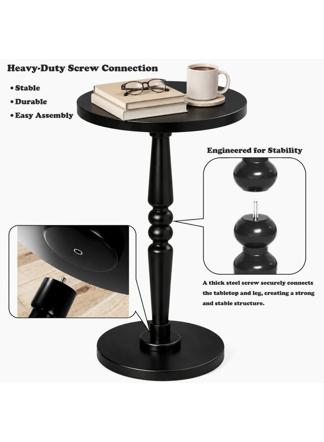 promitop Round Side Table for Livingroom, Bedroom - Small Accent End Table Nightstand with Solid Wood Top and Pedestal Leg - Modern Drink Table for Small Spaces, Corners, Office - Image 5