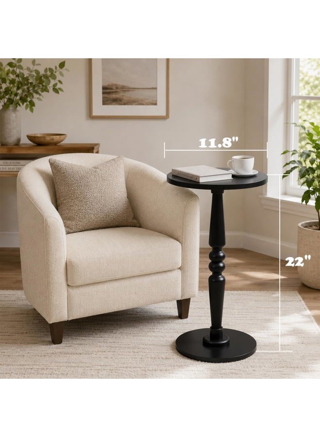 promitop Round Side Table for Livingroom, Bedroom - Small Accent End Table Nightstand with Solid Wood Top and Pedestal Leg - Modern Drink Table for Small Spaces, Corners, Office - Image 3