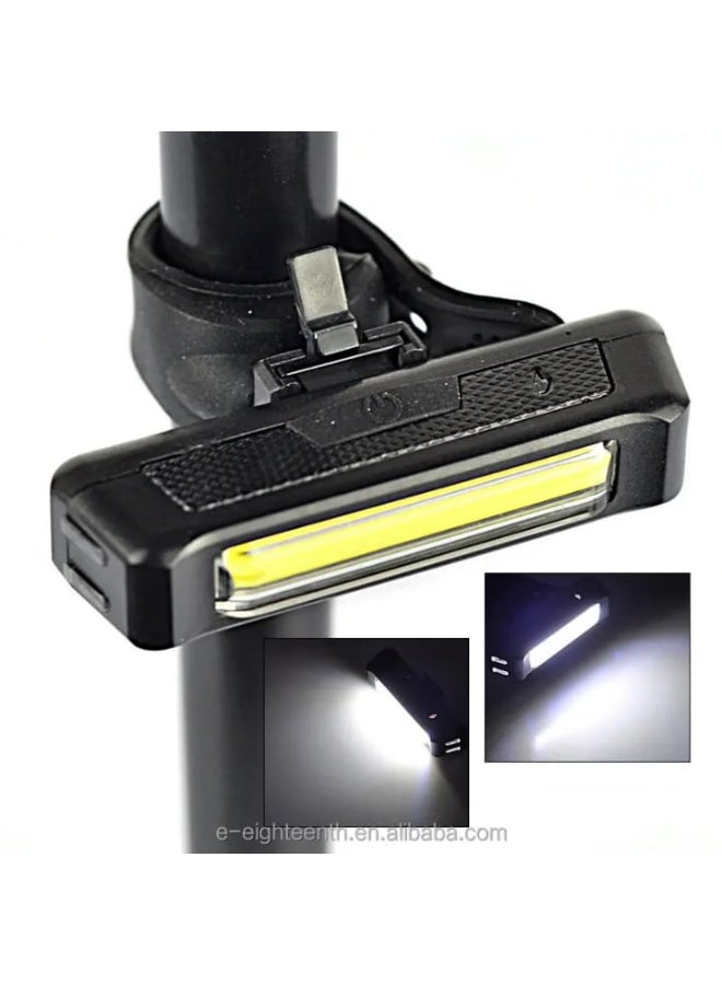 كشاف دراجة LED COB فائق السطوع - أبيض وأحمر - قابل للشحن USB ومقاوم للماء - Image 4