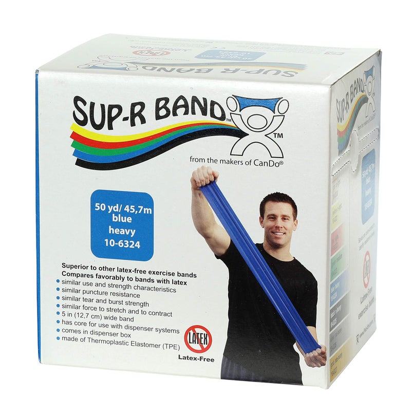 CanDo 10-6324 Sup-R Latex Free Exercise Band, 50 yd Roll, Blue-Heavy - Image 2