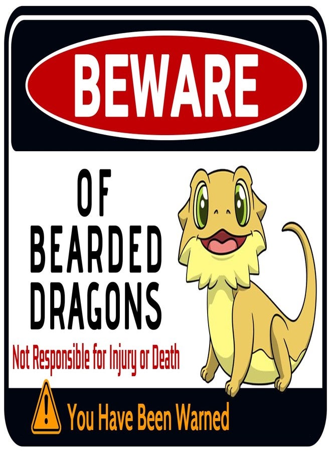 Bestylez Beware of Bearded Dragons Sign - Fun Tank Accessory and Decor for Bearded Dragon Enthusiasts | Humorous Warning Sign for Reptile Room, 12" * 8" (036) - Image 1