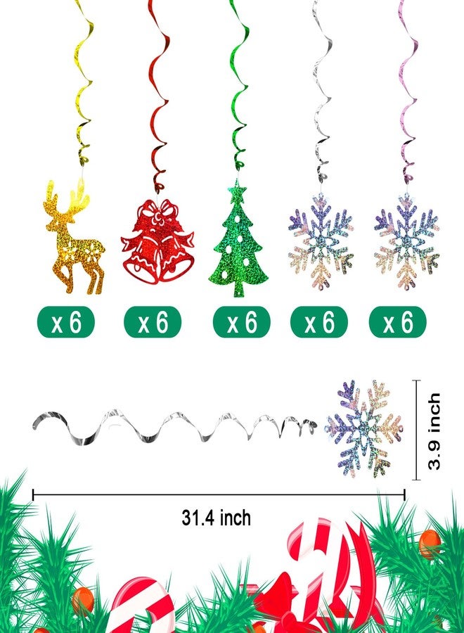 Omlisca Christmas Hanging Swirls Decorations 30 Pack Sparkle Double Sided Red Green Party Merry Christmas Garland Foil Swirl Hanging Ceiling Ornaments Christmas Party Favors Xmas Holiday Party Decor Supplies - Image 3