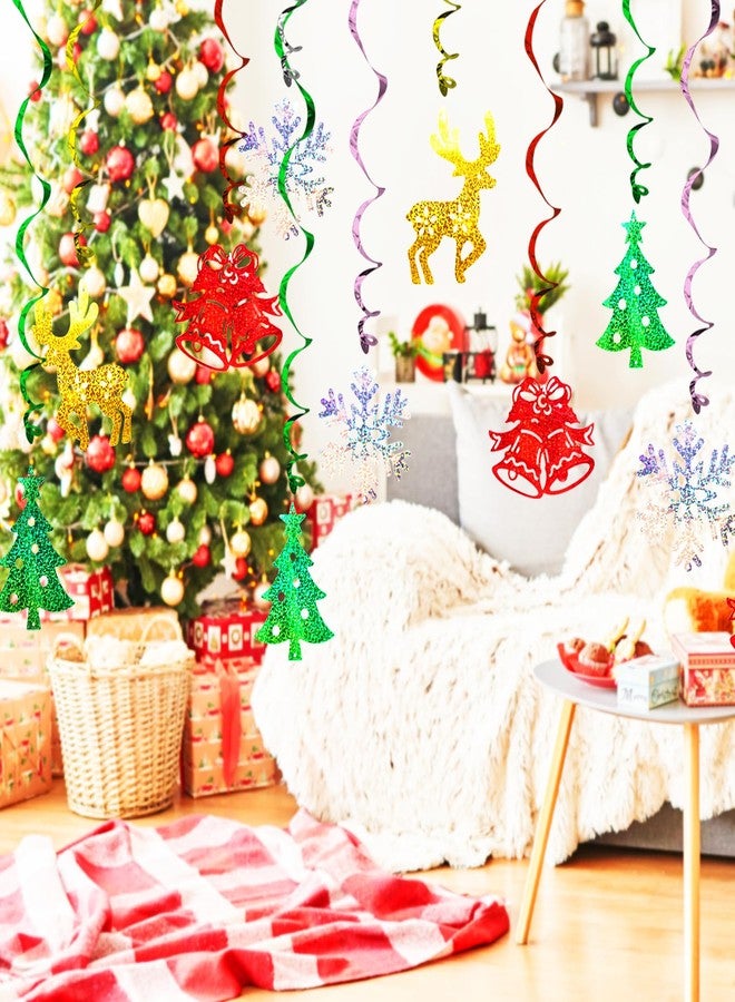Omlisca Christmas Hanging Swirls Decorations 30 Pack Sparkle Double Sided Red Green Party Merry Christmas Garland Foil Swirl Hanging Ceiling Ornaments Christmas Party Favors Xmas Holiday Party Decor Supplies - Image 5