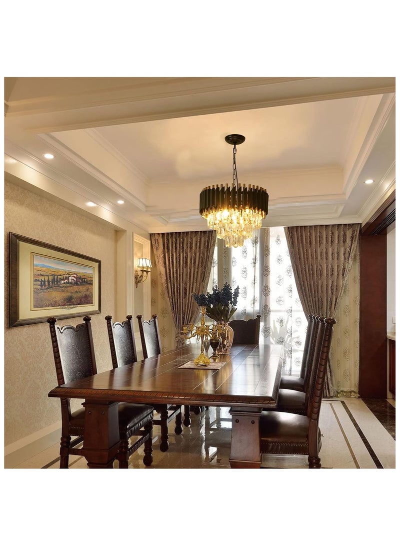 Modern Crystal Chandeliers Gold Black Crystal Chandeliers 3-Tier Round Crystal Chandelier Ceiling Light Fixture Crystal Pendant Light Fixture for Dining Room Living Room Bedroom ,400mm size(Bulb Not Included)  - Image 5