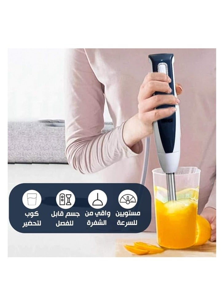 دي اس بي خلاط يدوي 2 في 1 من DSP، بقوة 400 واط مع سرعة متغيرة، هيكل من الفولاذ المقاوم للصدأ وABS، ضوضاء منخفضة، موفر للطاقة، محرك نحاسي 7912، يتضمن كوبًا سعة 800 مل، خفاقة بيض، عصا بيض، KM1024 - Image 2