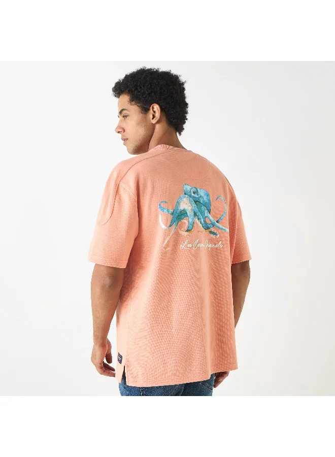 Lee Cooper Lee Cooper Printed Crew Neck T-shirt with Short Sleeves
