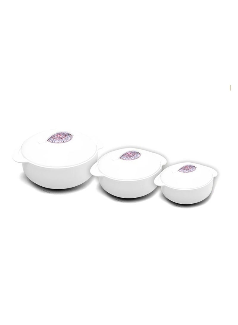 باصرة طقم حافظات طعام حرارية 3 قطع – ابيض – صناعة هندية – 2.5 لتر + 1.5 لتر + 1.0 لتر – داخلي ستانلس ستيل مقاوم للصدأ - Image 4