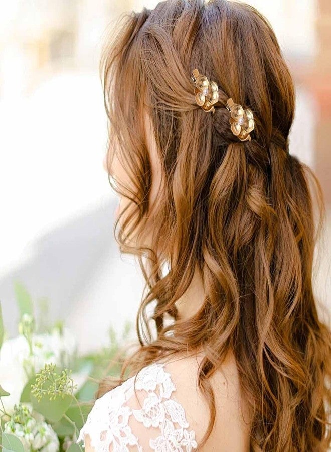 KuuGuu 10 PCS Vintage Gold Hair Clips Metal Flower Bobby Pins Small Floral Alligator Clips Retro Pearl Barrettes Fashion Anti-Slip Headpiece Elegant Hair Accessories for Women Girls Party Prom Birthday - Image 5