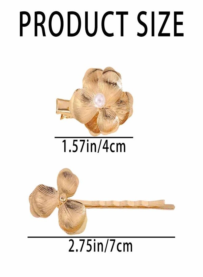KuuGuu 10 PCS Vintage Gold Hair Clips Metal Flower Bobby Pins Small Floral Alligator Clips Retro Pearl Barrettes Fashion Anti-Slip Headpiece Elegant Hair Accessories for Women Girls Party Prom Birthday - Image 2