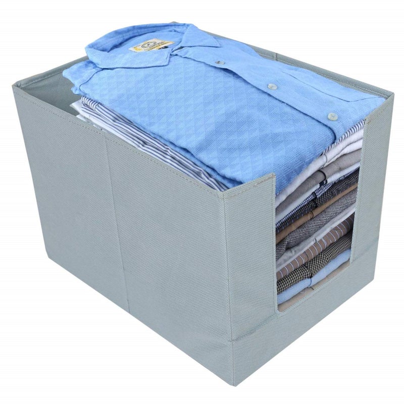 Kuber Industries Kuber Industries 4 Shelf Closet Hanging Organize NonWoven Shirt Stacker Wardrobe Organizer GreyCTKTC021194  - Image 5