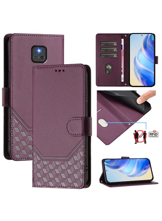 اس-توب جراب لهاتف Motorola Moto G Play 2021 مصنوع من الجلد بنقش قرص العسل بتقنية RFID - Image 1