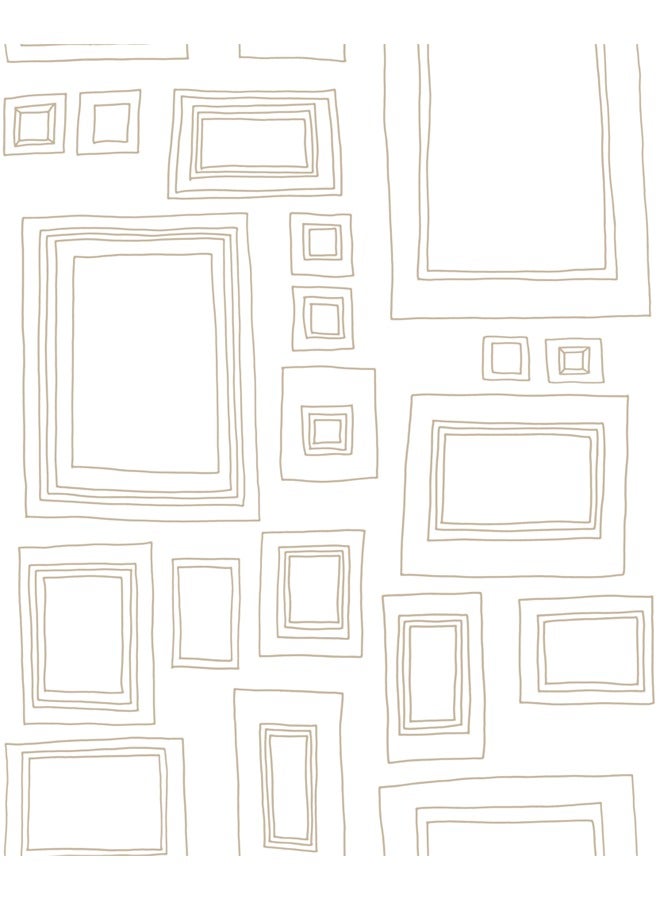 JAMEEL Doodle Frame Outline Wallpaper - White And Light Brown Artistic Frame Pattern - Creative Wall Decor for Kids' Rooms And Nurseries 