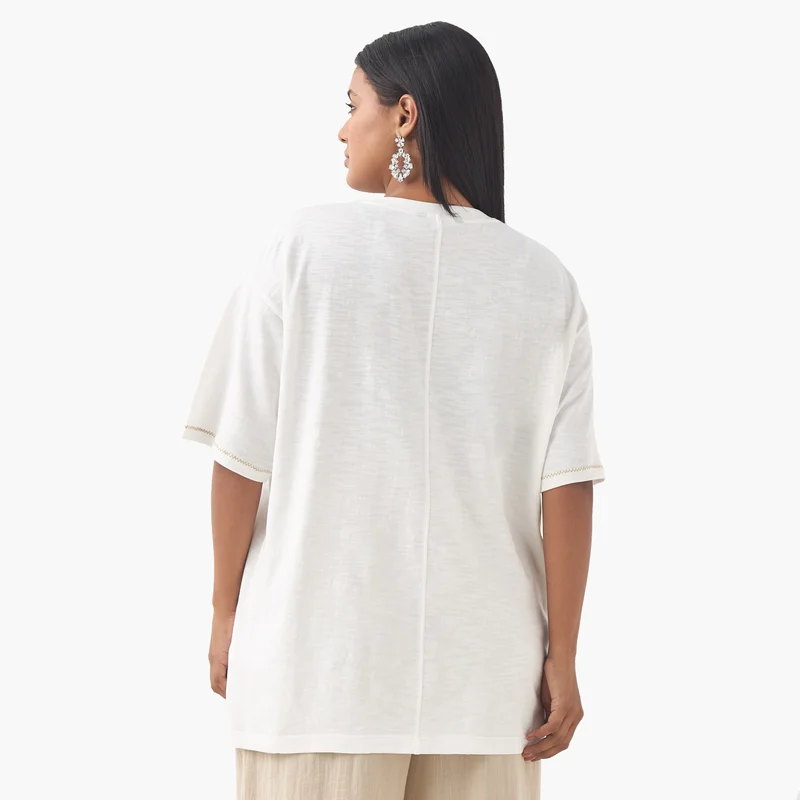 Ulla Popken Plus Size Ulla Popken Floral Print T-shirt with Round Neck