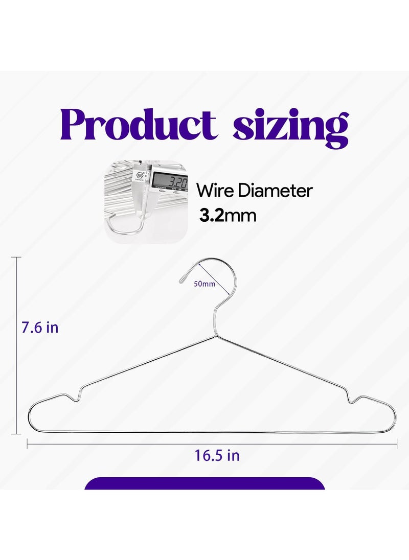 Fah Home Coat Hangers Wire Hangers Heavy Duty Stainless Steel Hangers with Non Slip Grooves, 16.5 Inch Ultra Thin Metal Hangers Space Saving Clothing Hanger 40 Pack  - Image 3