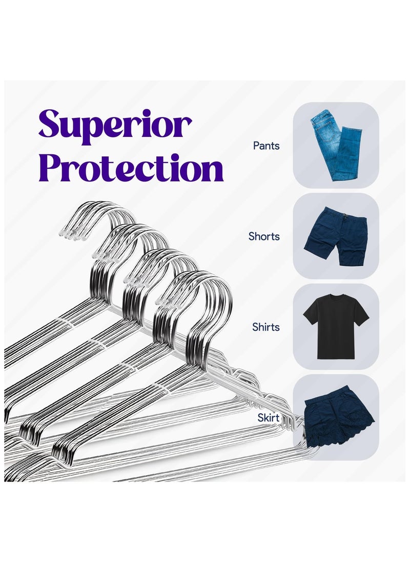 Fah Home Coat Hangers Wire Hangers Heavy Duty Stainless Steel Hangers with Non Slip Grooves, 16.5 Inch Ultra Thin Metal Hangers Space Saving Clothing Hanger 40 Pack  - Image 4