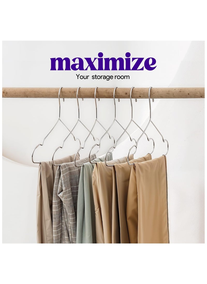Fah Home Coat Hangers Wire Hangers Heavy Duty Stainless Steel Hangers with Non Slip Grooves, 16.5 Inch Ultra Thin Metal Hangers Space Saving Clothing Hanger 40 Pack  - Image 5