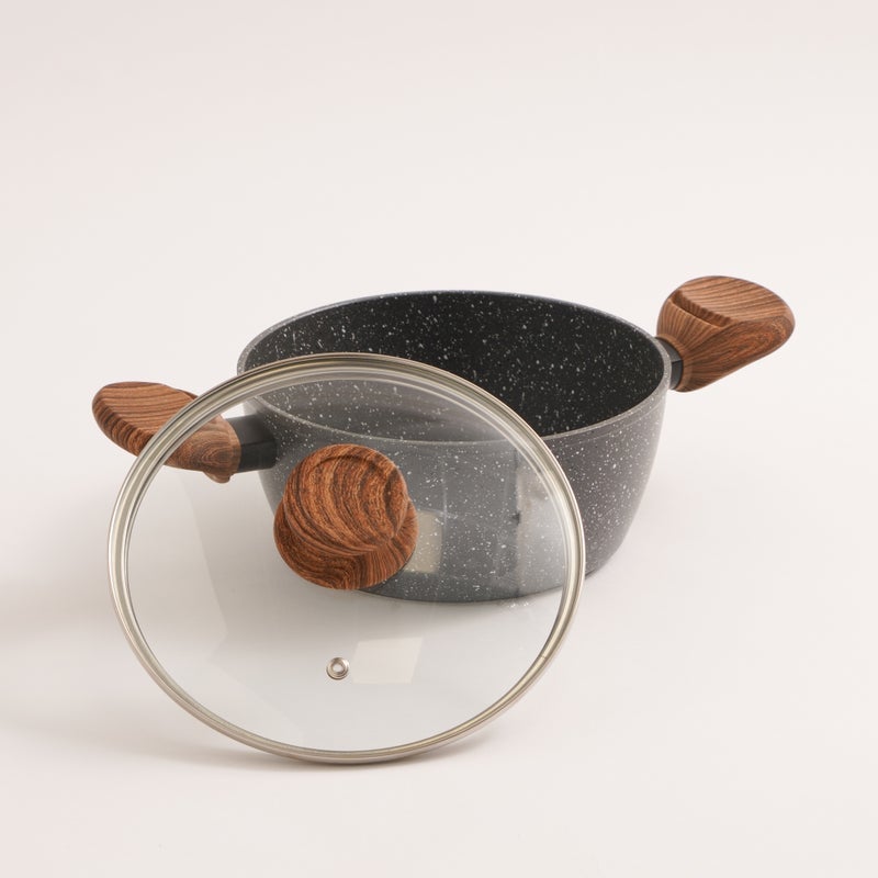 Alberto granite pot with glass lid, 20 cm - Image 2