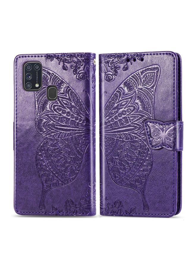 Zaboon Case For Galaxy M31 Butterfly Love Flower Embossed Horizontal Flip Leather Case with Bracket / Card Slot / Wallet / Lanyard - Image 2