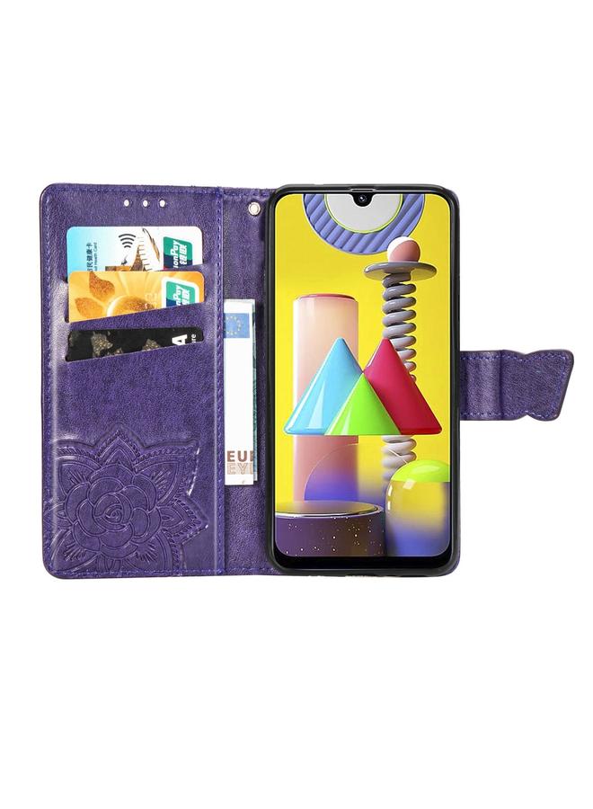 Zaboon Case For Galaxy M31 Butterfly Love Flower Embossed Horizontal Flip Leather Case with Bracket / Card Slot / Wallet / Lanyard - Image 3