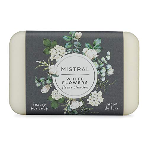 Mistral Classic French Bar Soap, White Flowers, 7 oz - Triple-Milled Luxury Natural Soap with Organic Shea Butter & Olive Oil | Long-Lasting Moisturizing Body Soaps for Women & Men (Pack of 2) - Image 1