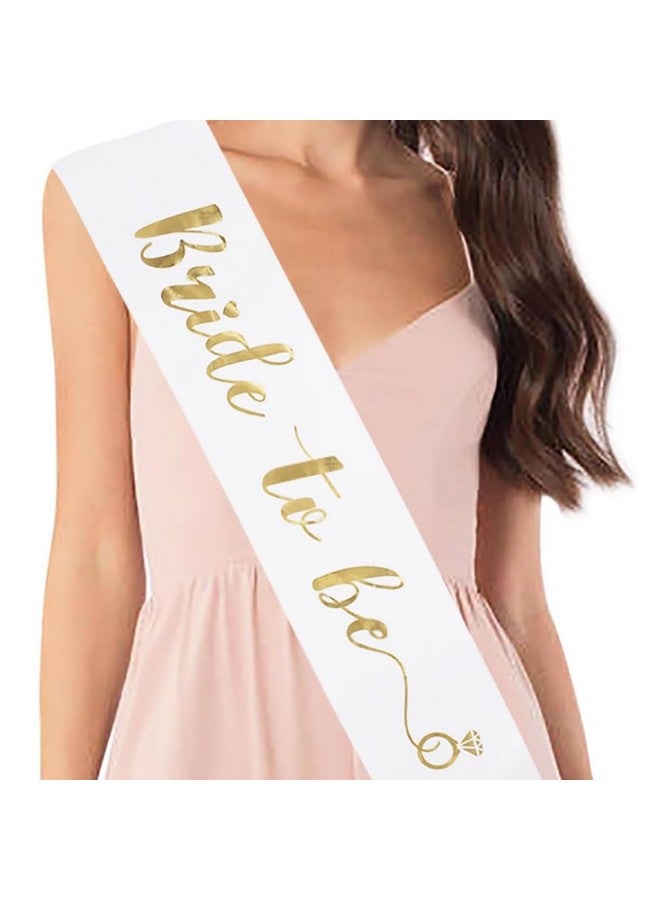 Jozlynn Bride To Be Sash Bachelorette Party White Satin Sash With Gold Foil Lettering Decorations Supplies Accessories Wedding Engagement Party (1 Pcs) - Image 2
