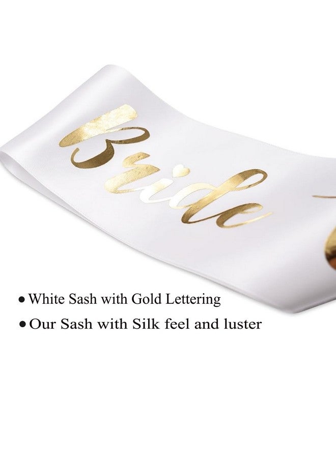 Jozlynn Bride To Be Sash Bachelorette Party White Satin Sash With Gold Foil Lettering Decorations Supplies Accessories Wedding Engagement Party (1 Pcs) - Image 3