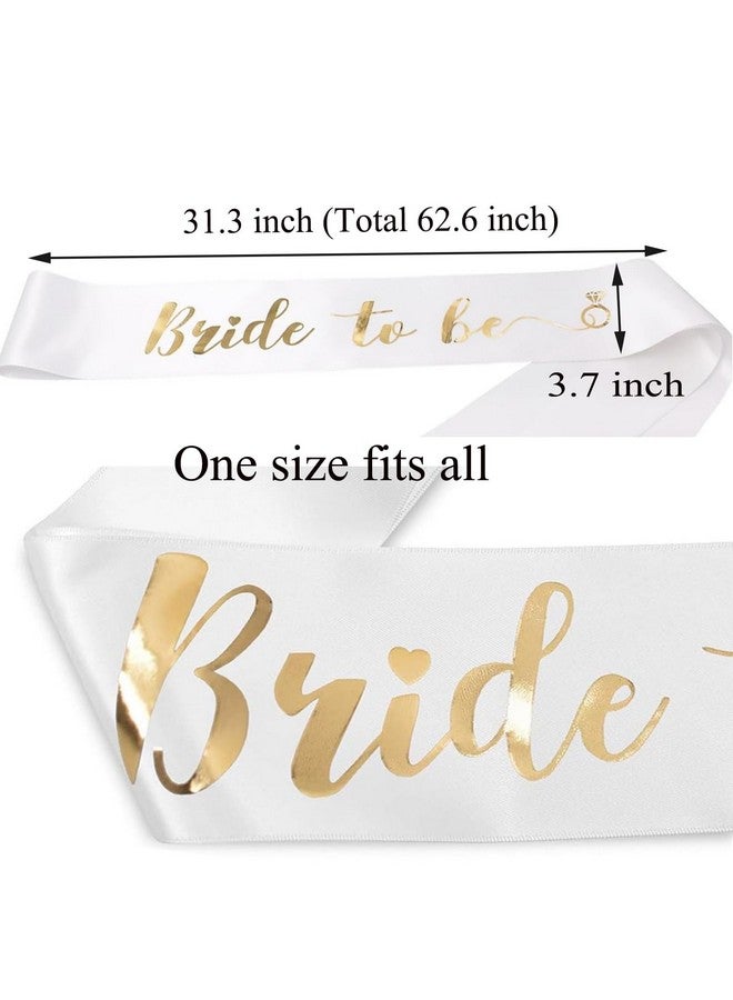 Jozlynn Bride To Be Sash Bachelorette Party White Satin Sash With Gold Foil Lettering Decorations Supplies Accessories Wedding Engagement Party (1 Pcs) - Image 4