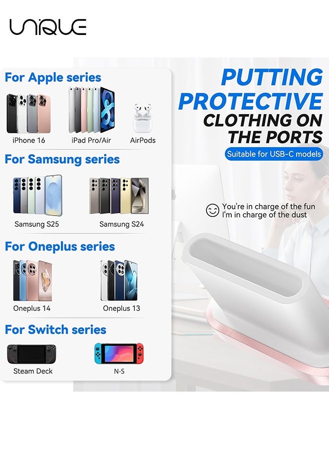 Unique 6 Pack USB C Dust Plug - 3.5mm Headphone Dust Plug - Type C Anti Dust Plug Cover Charging Port Protector Cap with Cleaning Brush - for iPhone 15/16 Series, Samsung Galaxy S22/S21/S20, Note 20/10, All USB C Devices - Compatible with Mobiles and Laptops - Rose Gold - Image 2