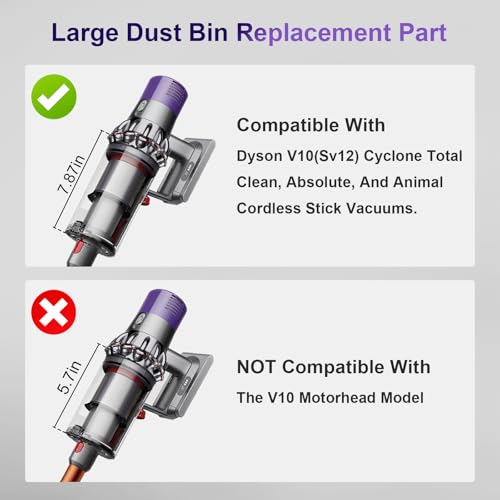 PUREGUST 7.79in Large Bin Replacement and Filter for Dyson V10 SV12 Animal and Absolute Models, Large Bin No.969509-01 and Filter Part No. 969082-01 for Absolute/Animal/Animal Extar/Total Clean - Image 3