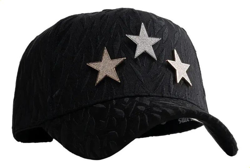 Barbas قبعة El Barbas Hats X CT Rockstar سوداء من نوع Snapback مع 3 نجوم مرصعة بالأحجار الكريمة، قبعة بيسبول من نوع Trucker. - Image 2
