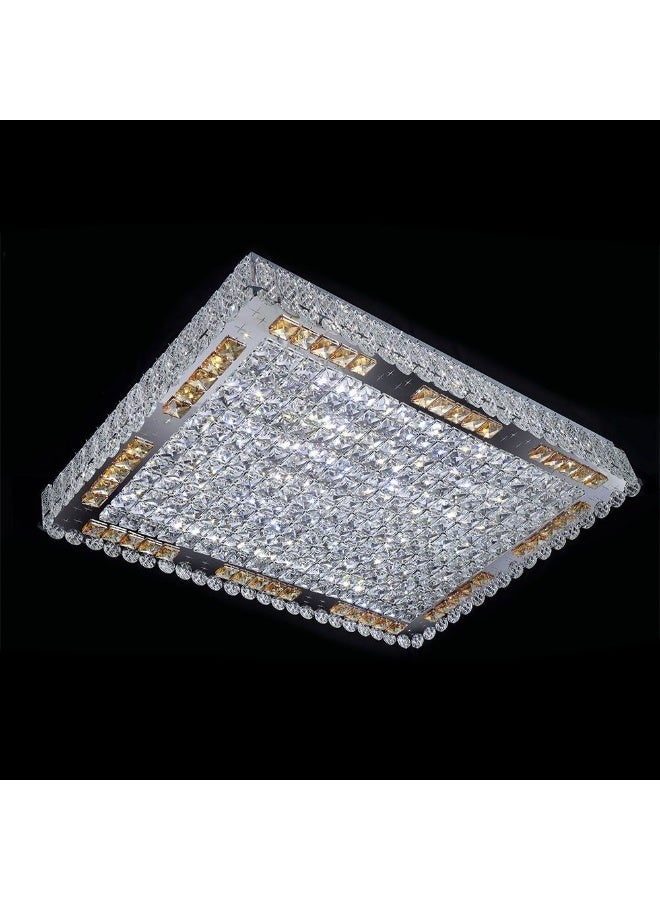 DANUBE HOME Danube Home Mehek Crystal Flushmount For Living Room|Ceiling Light With Inbuilt LED| Indoor Lighting Fixture| LED Lamp| L78xW10.8xH58cm|Rectangular Stainless Steel Frame, Clear (1 Year Warranty) 