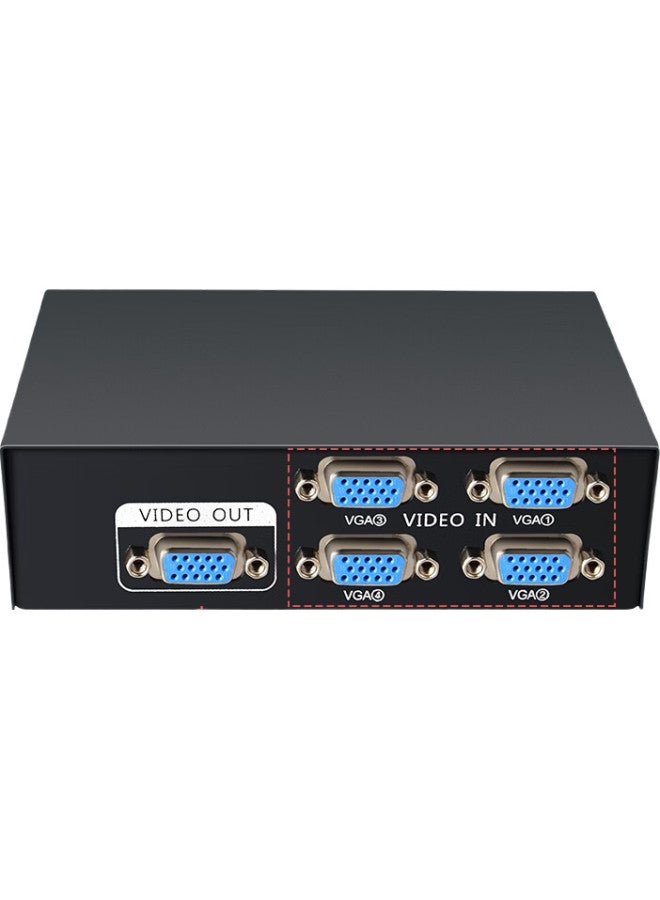 jinghua Jinghua Vga Switcher, Four-In Hd Video Converter, Screen Splitter, Multi-User Display Adapter, For Multiple Laptops And Desktop Computers Sharing One Monitor, V401 Black Q211 - Image 1