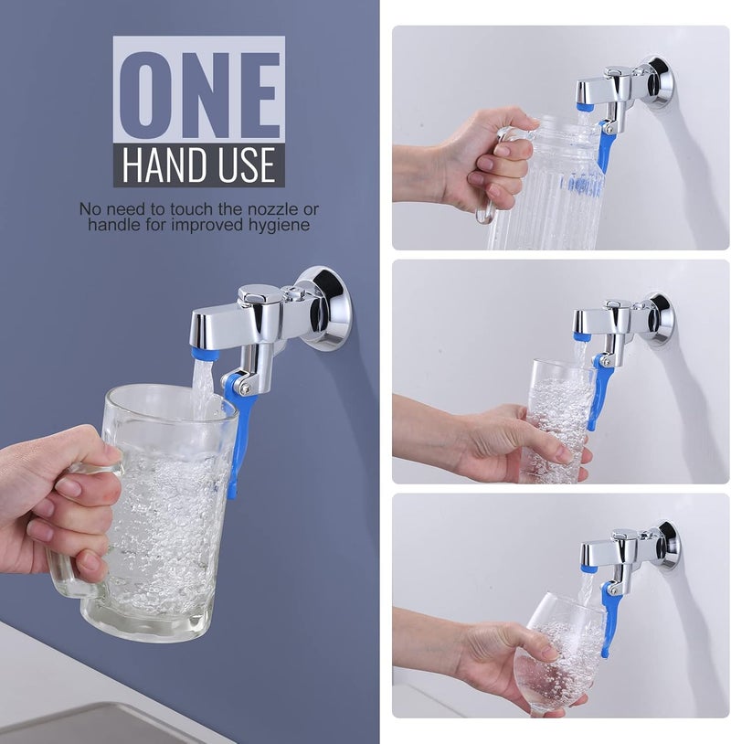 IVIGA Glass Filler Faucet Wall Mount, Push-Back Water Bottle Filling Station, Brass Glass Filling Station Commercial Water Filler Faucet for Bar Cafe Hotel Kitchen Restaurant - Female Inlet & Flange - Image 3