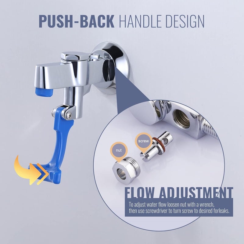 IVIGA Glass Filler Faucet Wall Mount, Push-Back Water Bottle Filling Station, Brass Glass Filling Station Commercial Water Filler Faucet for Bar Cafe Hotel Kitchen Restaurant - Female Inlet & Flange - Image 2