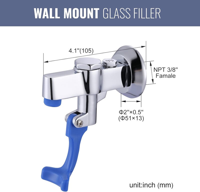 IVIGA Glass Filler Faucet Wall Mount, Push-Back Water Bottle Filling Station, Brass Glass Filling Station Commercial Water Filler Faucet for Bar Cafe Hotel Kitchen Restaurant - Female Inlet & Flange - Image 5