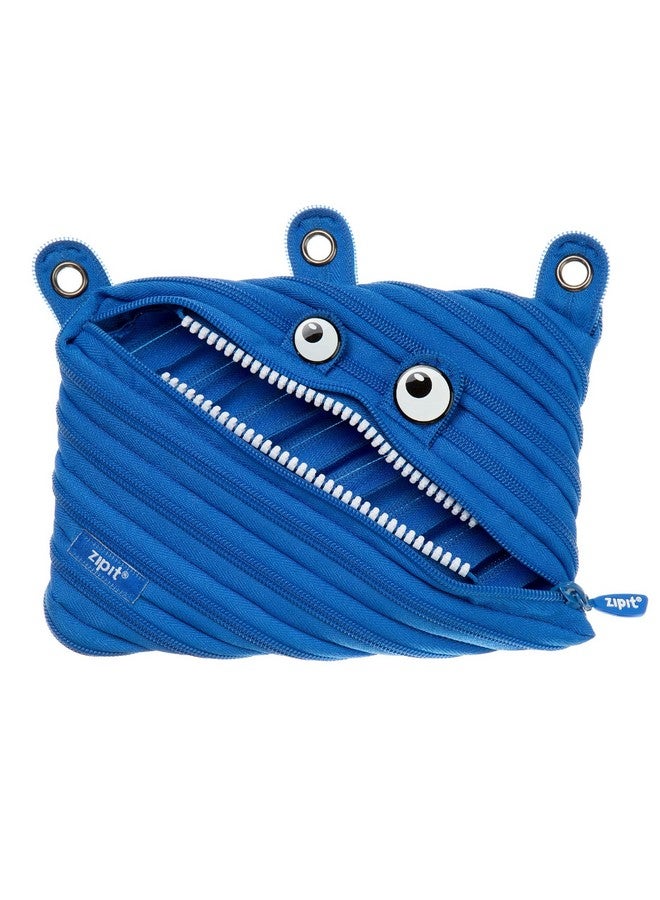 Zipit ZIPIT Monster Pencil Pouch for Boys | 3-Ring Binder Pencil Case | Large Capacity Pen Case for School (Blue)  - Image 1