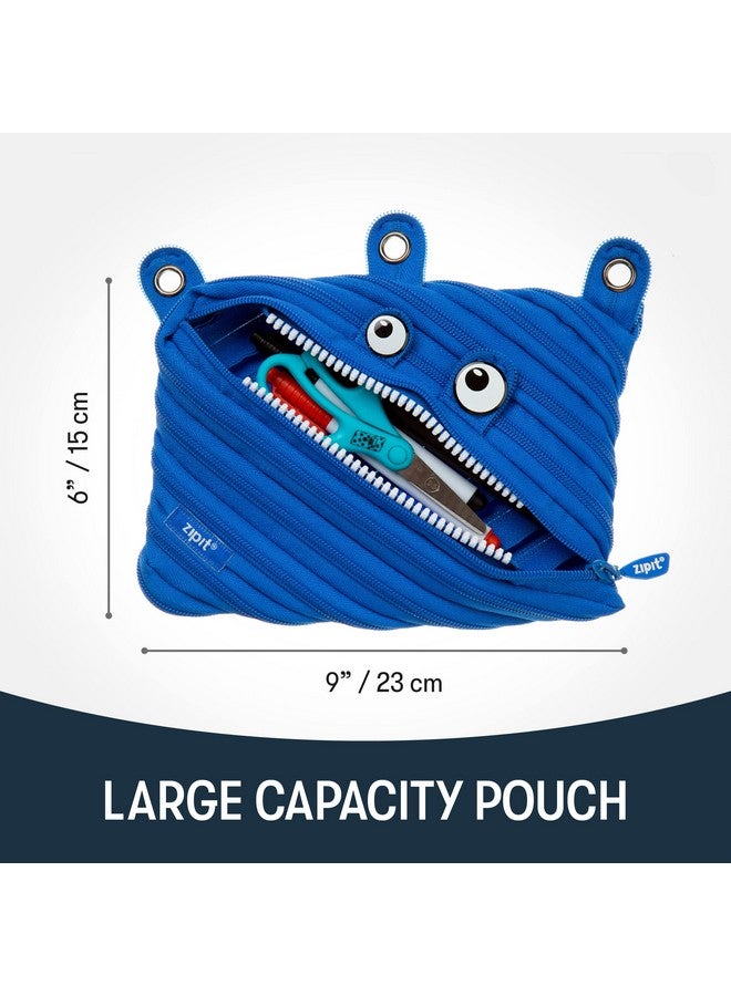 Zipit ZIPIT Monster Pencil Pouch for Boys | 3-Ring Binder Pencil Case | Large Capacity Pen Case for School (Blue)  - Image 2