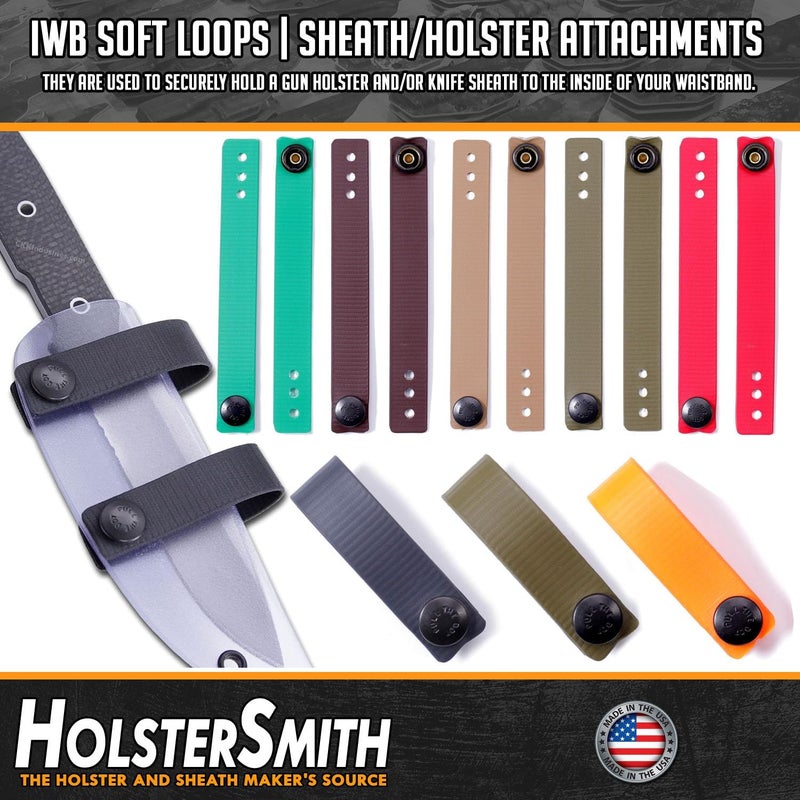 Holstex IWB Soft Belt Loops - w/Heavy Duty Rubberized Nylon Pull-The-Dot Security Snaps & Mounting Hardware - Holster Loops for IWB Carry - (Fit 1.25" to 2.00" Belts (Adjustable) - (Multi Colors) - Image 5