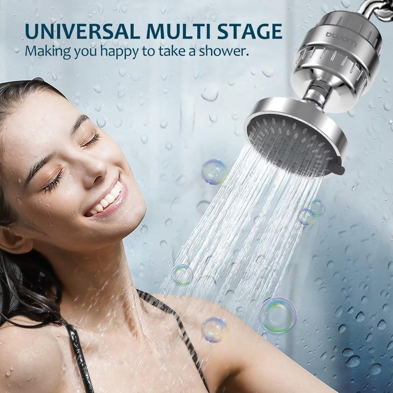 BWDM 15 Stage Shower Filter Shower Head Filter Hard Water FilterRemove Chlorine Heavy Metals and Other Sediments Vitamin C Water Softener Reduces Dry Itchy SkinDandruff Silver - Image 4