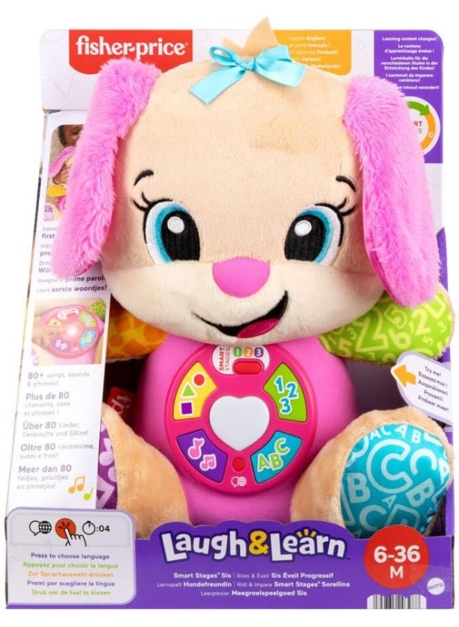 Fisher-Price لعبة تعليمية للأطفال ضحك وتعلم سيس الذكية الوردية الموسيقية مع مراحل ذكية للأطفال من عمر 6 أشهر فما فوق، نسخة متعددة اللغات - Image 1