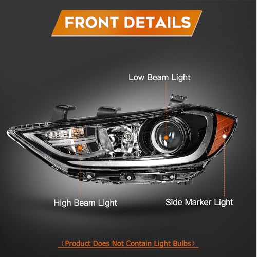 LBRST Headlight Assembly Fit For Hyundai for Elantra 2017-2018 Black Housing Amber Reflector Clear Lens Driver Side 92101F3000 92101-F3000 - Image 3