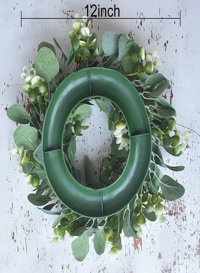 GRBAMBI Artificial Eucalyptus Wreath 12Inch Fabric Eucalyptus Leave Wreath Round Green Wreath for Farmhouse Wall Window Decor - Image 4