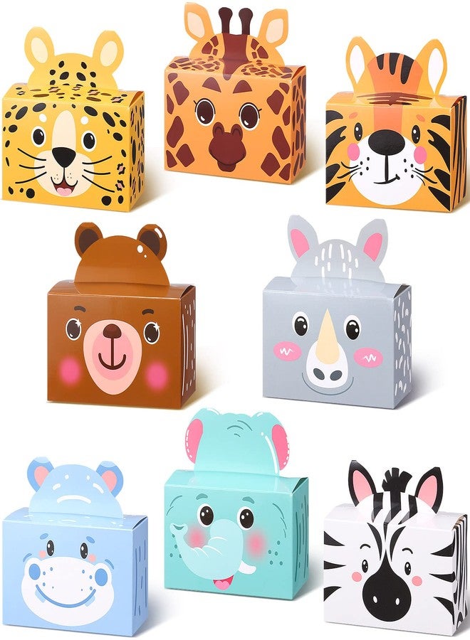 Nezyo 24 Pack Zoo Safari Animal Treat Box Jungle Party Favors Animal Goodie Boxes Cardboard Jungle Gift Boxes Wild Animal Candy Boxes for Jungle Themed Party Birthday Decoration 4.8 x 2.4 x 5.2 Inches - Image 1