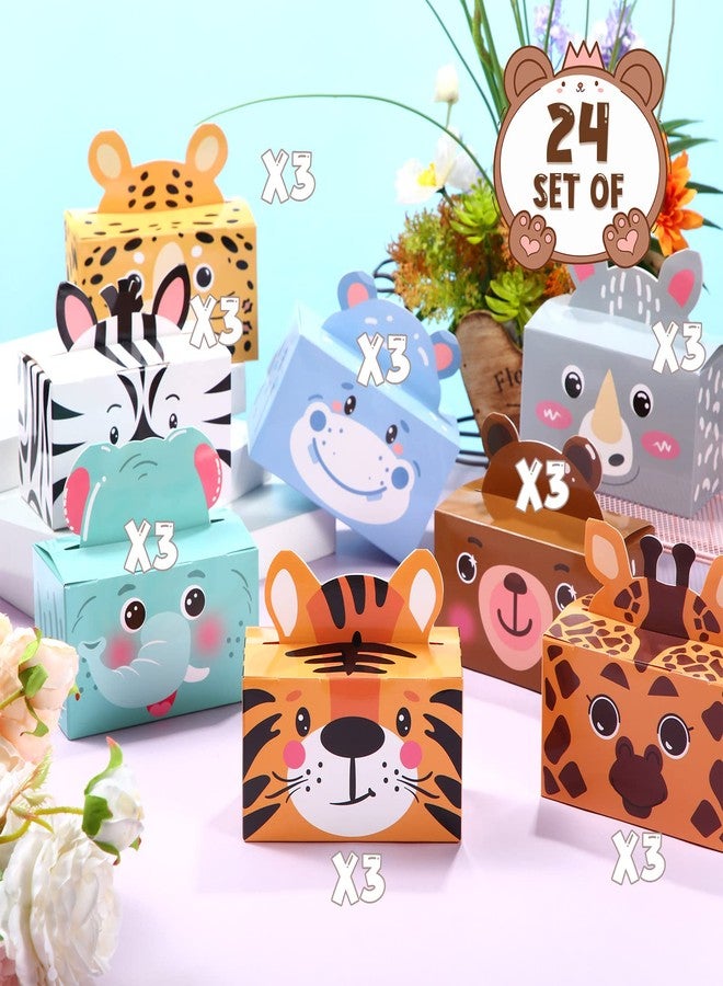 Nezyo 24 Pack Zoo Safari Animal Treat Box Jungle Party Favors Animal Goodie Boxes Cardboard Jungle Gift Boxes Wild Animal Candy Boxes for Jungle Themed Party Birthday Decoration 4.8 x 2.4 x 5.2 Inches - Image 5