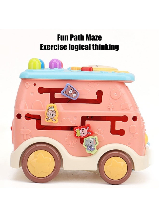 Vixplorn Montessori Musical Bus Toy for Toddlers 6-18 Months, Wooden Hammering & Pull Along Gopher Game, Early Learning Educational Toys for Boys Girls, Baby Birthday Gift - Image 2