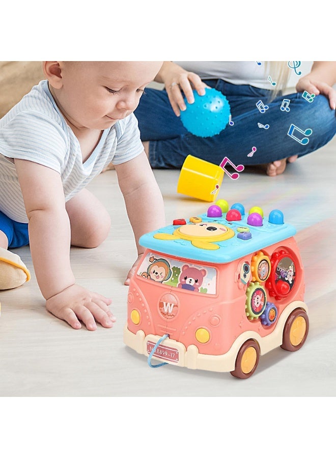 Vixplorn Montessori Musical Bus Toy for Toddlers 6-18 Months, Wooden Hammering & Pull Along Gopher Game, Early Learning Educational Toys for Boys Girls, Baby Birthday Gift - Image 1