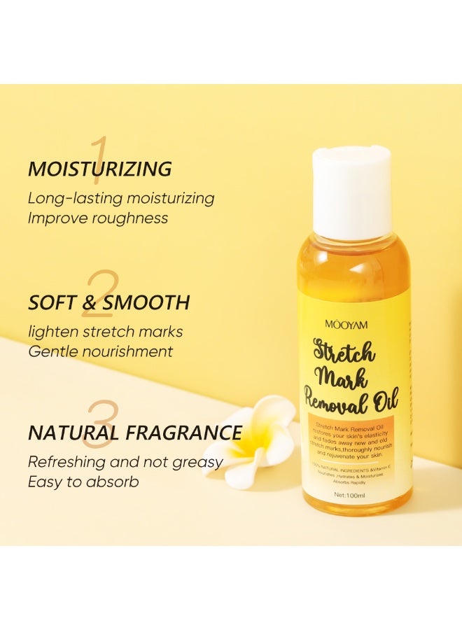 MOOYAM Stretch Mark Removal Oil with Vitamin E for Fading New Old Marks Improves Skin Elasticity Fast Absorbing Hydrating Body Treatment for Pregnancy and Weight Loss 100ml - Image 4
