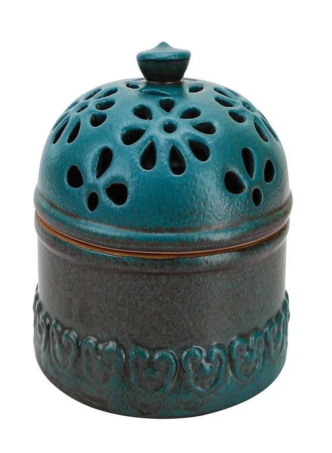 BuleVina Peacock Blue Garlic Keeper for Counter Small, Ceramic Storage Jar & Garlic Holder for Friends Who Like Cooking, Garlic Container Saver for Kitchen, Keep Your Garlic Cloves Fresh Longer, 3-Inch - Image 1