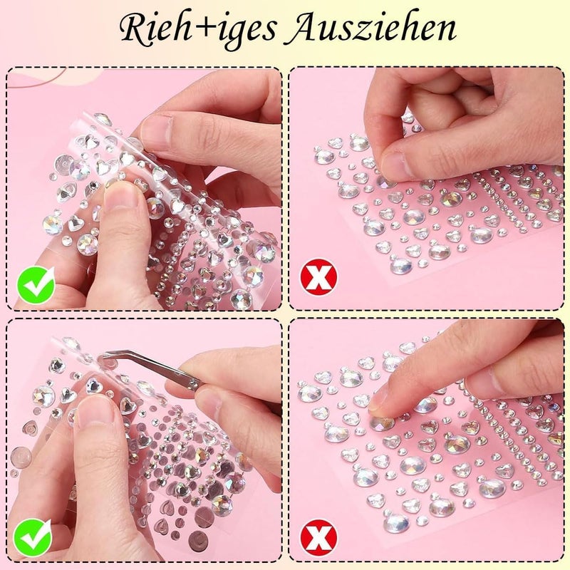 6 Sheets Dazzling Color Self-Adhesive Star Butterfly Face Body Gems Rhinestone Stickers for Eyes - Image 2