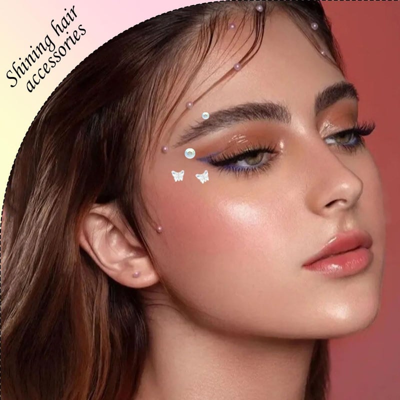 6 Sheets Dazzling Color Self-Adhesive Star Butterfly Face Body Gems Rhinestone Stickers for Eyes - Image 3